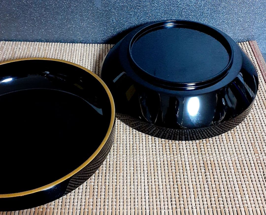 輪島塗　名工　塗師　【茶平一斎】造　鱗鶴蒔絵　喰籠　共箱　茶道具　茶器