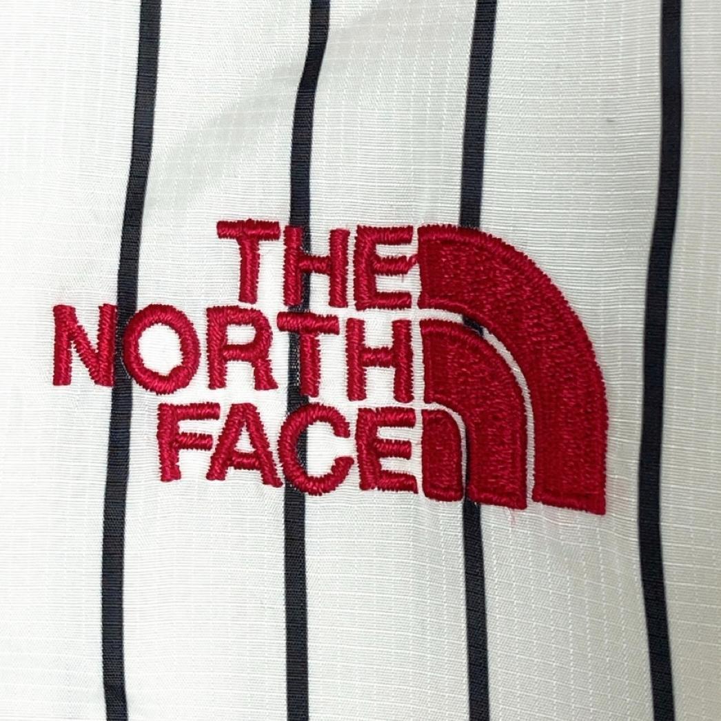 ノースフェイス　ナイロンジャケット　薄手　ロゴ刺繍　ストライプ柄　ドローコードS