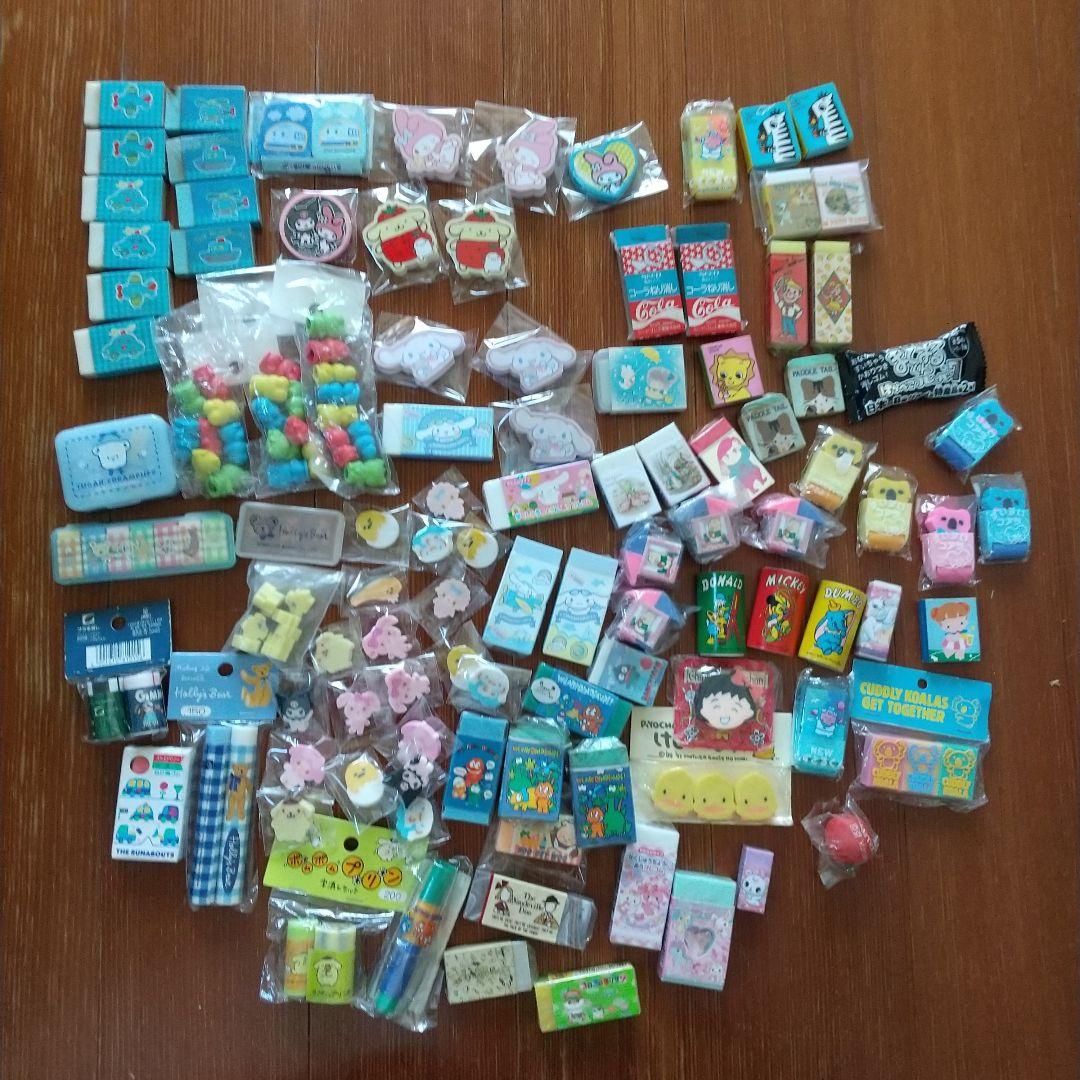 サンリオ　キャラいろいろ　消しゴム100個以上/字消し：レトロキャラ多数
