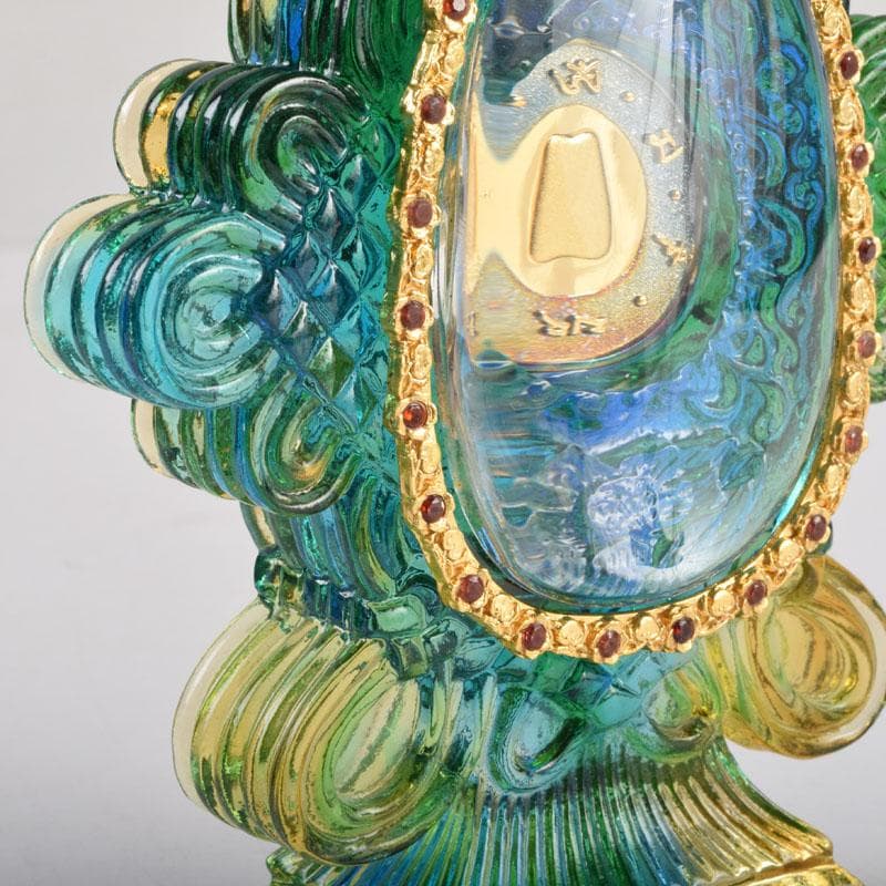 中国　硝子工芸　中華寶瓶　宝瓶　置物　保証書・ガラスケース付　N　9178A