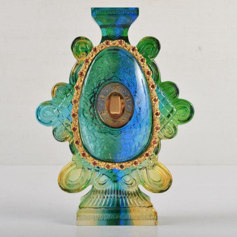 中国　硝子工芸　中華寶瓶　宝瓶　置物　保証書・ガラスケース付　N　9178A