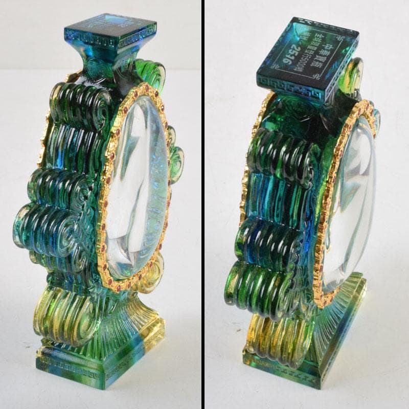 中国　硝子工芸　中華寶瓶　宝瓶　置物　保証書・ガラスケース付　N　9178A