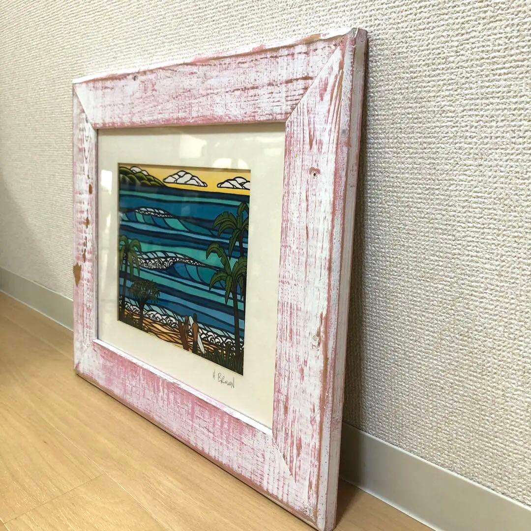 ヘザーブラウン☆シルクスクリーン　フレーム付