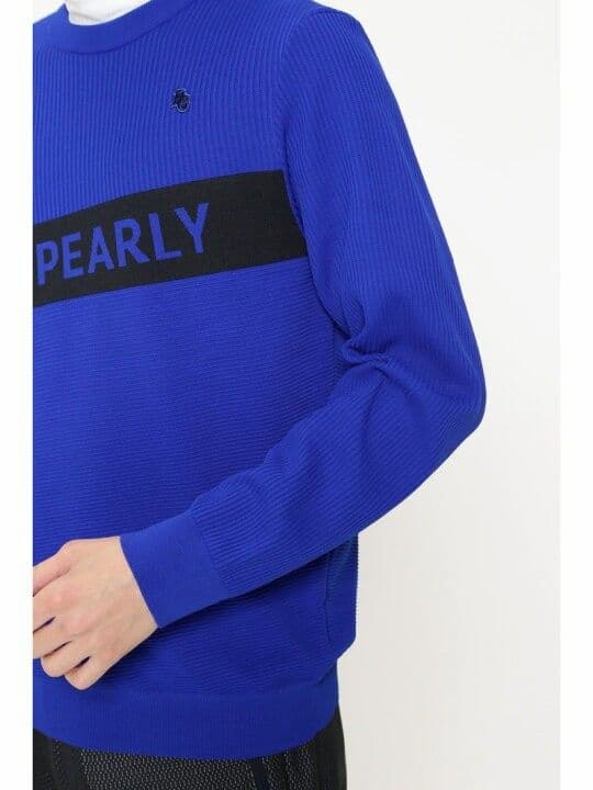 現行　パーリーゲイツ　光栓クルーネックニットプルオーバー　ブルー