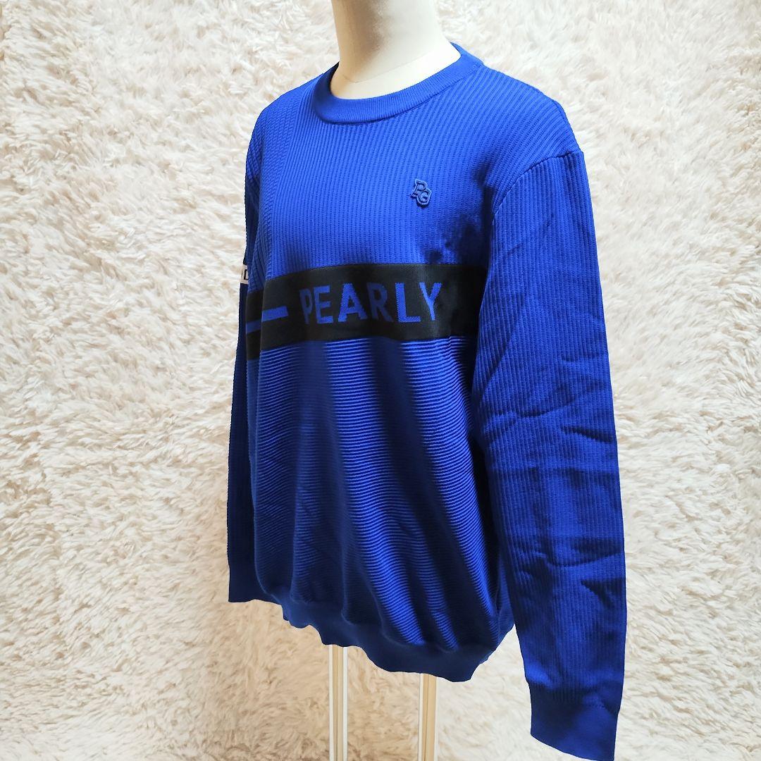 現行　パーリーゲイツ　光栓クルーネックニットプルオーバー　ブルー