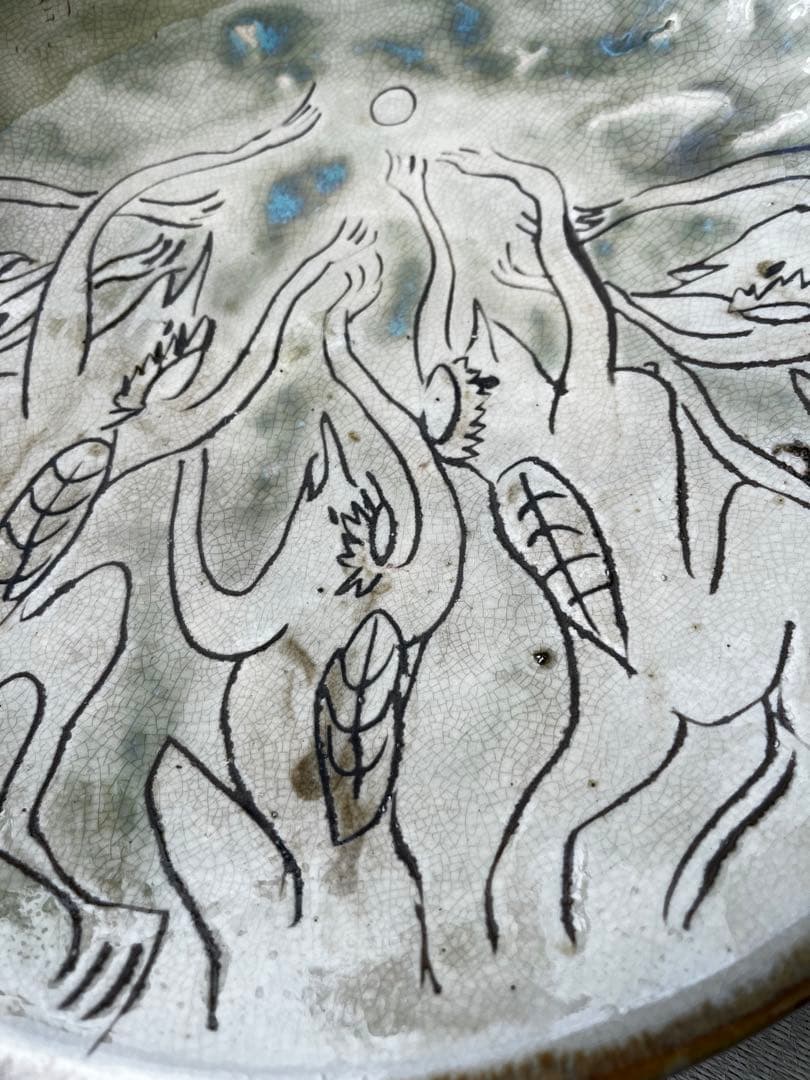 昭和のCMで有名　日本酒の黄桜　かっぱの絵　晋山窯ヤマツ　飾り大皿　アンティーク