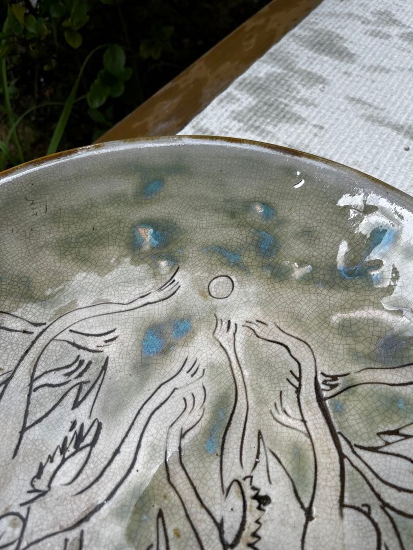 昭和のCMで有名　日本酒の黄桜　かっぱの絵　晋山窯ヤマツ　飾り大皿　アンティーク