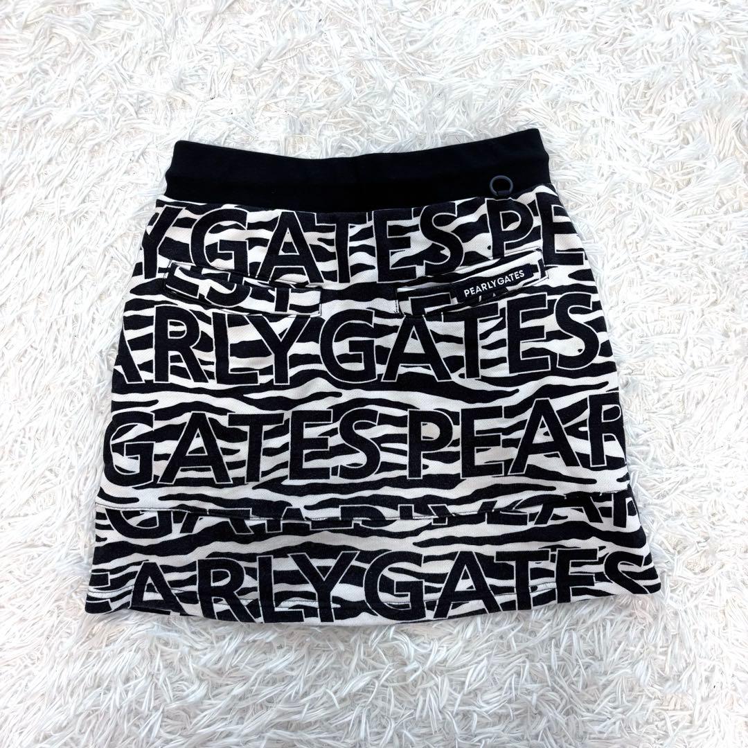 最新作 パーリーゲイツ セットアップ 総柄 パーカー スカート 裏起毛 ゼブラ