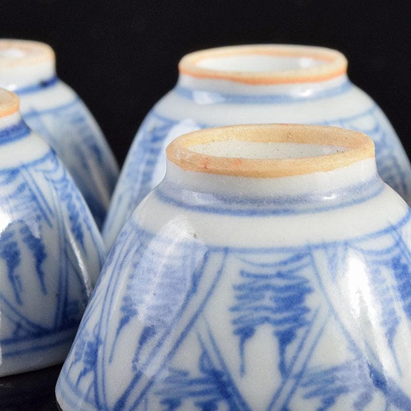 煎茶道具　五良太甫呉祥瑞　染付　煎茶碗　五客　V　R4895