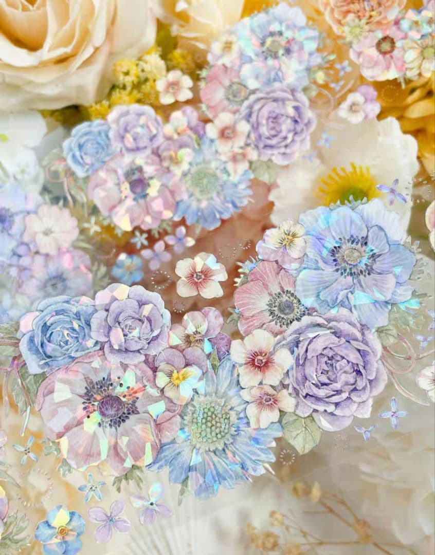 巻売 465★ 海外 マスキングテープ マステ PET 装飾 花 贝壳光