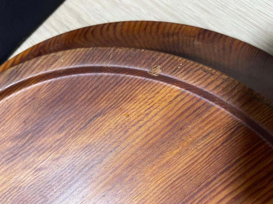 アンティーク 木地 丸盆　くり抜き盆　民藝 民芸 木目　天然木　32センチ