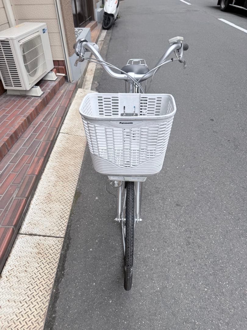 大阪府　パナソニック　シルバー 電動アシスト自転車 前バスケット付き