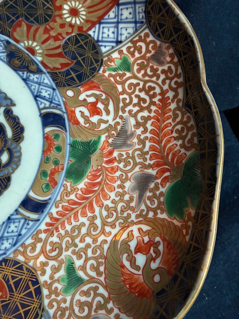 古伊万里　色絵金彩　大皿　直径31センチ×高さ4.9センチ　江戸後期