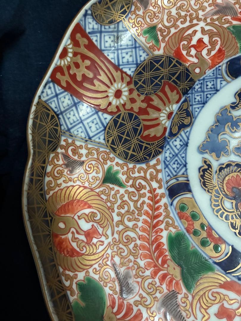 古伊万里　色絵金彩　大皿　直径31センチ×高さ4.9センチ　江戸後期
