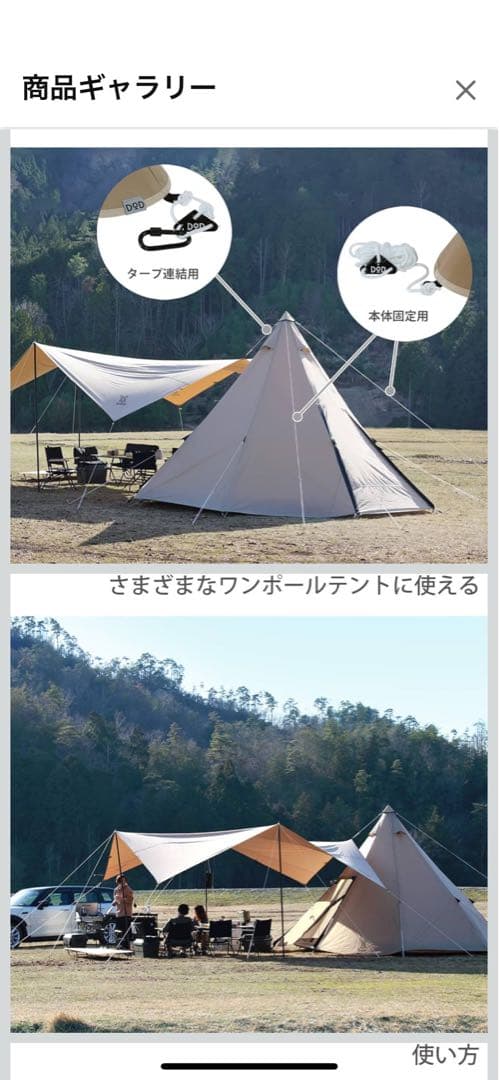 DOD(ディーオーディー) ワンポールテントL 8人用 ブラック　フルセット