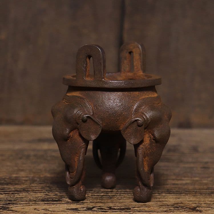 鉄器 鉄製 象脚炉 香炉 装飾品 現代工芸品 美術品 置物
