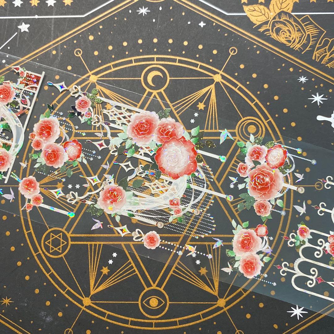 【9284】海外　マステ　中古巻　貝殻光マスキングテープ　バラ　装飾系