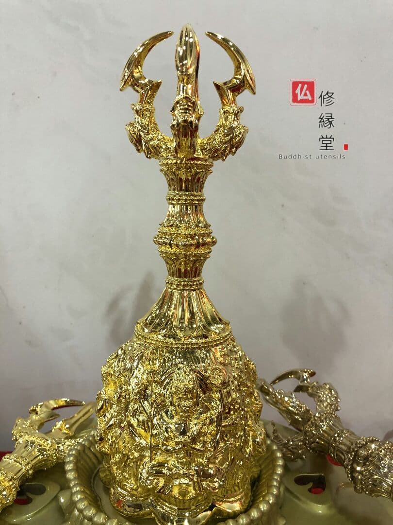 密教法具 四大明王 法器 金剛鈴 真鍮金メッキ 26cm