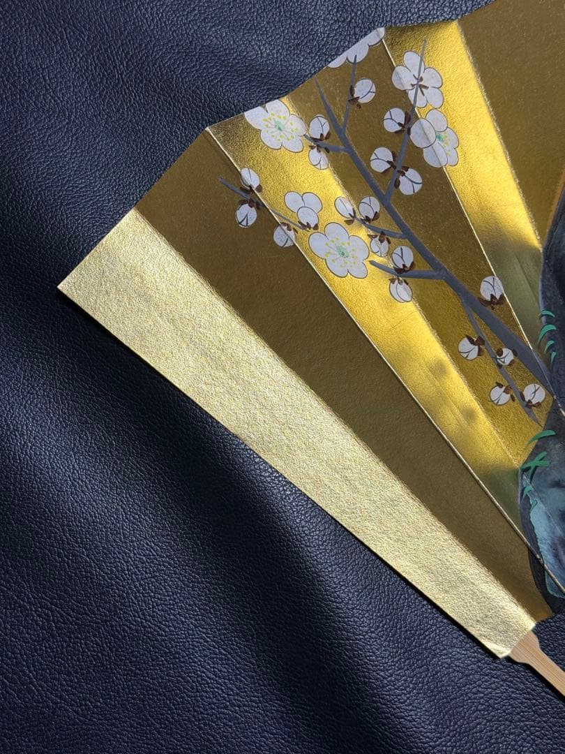 扇子　33.5cm 十松屋福井扇舗　金　白梅　片面違い　仕舞扇　能楽　着物
