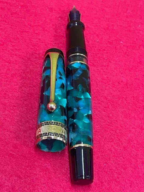 takaアウロラ オプティマ グリーン万年筆 14K EF 付属品付