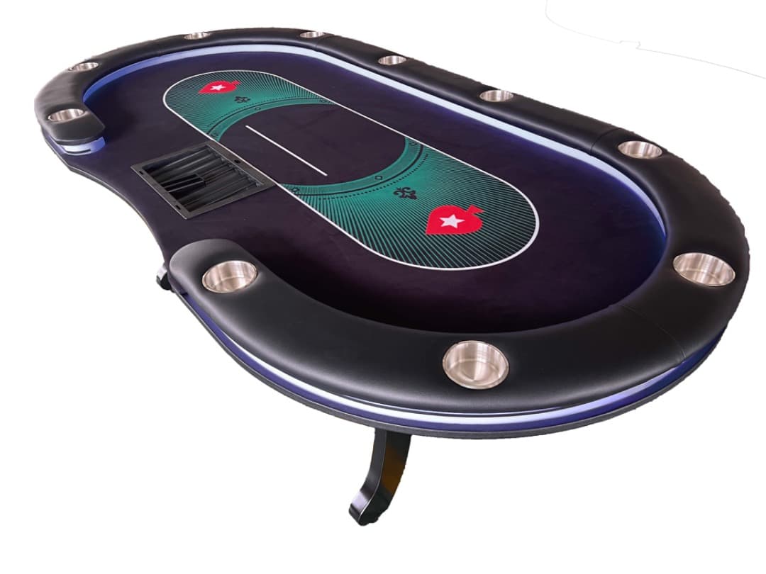 10人用LEDポーカーテーブル　　 スマートフォン充電用USBポート付き