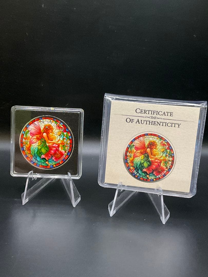 2025年カナダ ステンドグラス風 フェアリー（妖精） 1オンス カラー銀貨