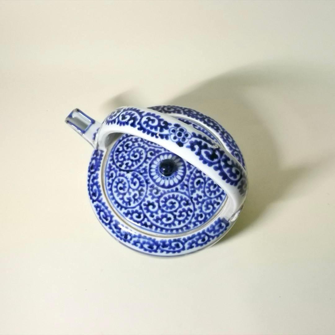 江戸中期　古伊万里　染付　蛸唐草　水注　持ち手　骨董品　アンティーク