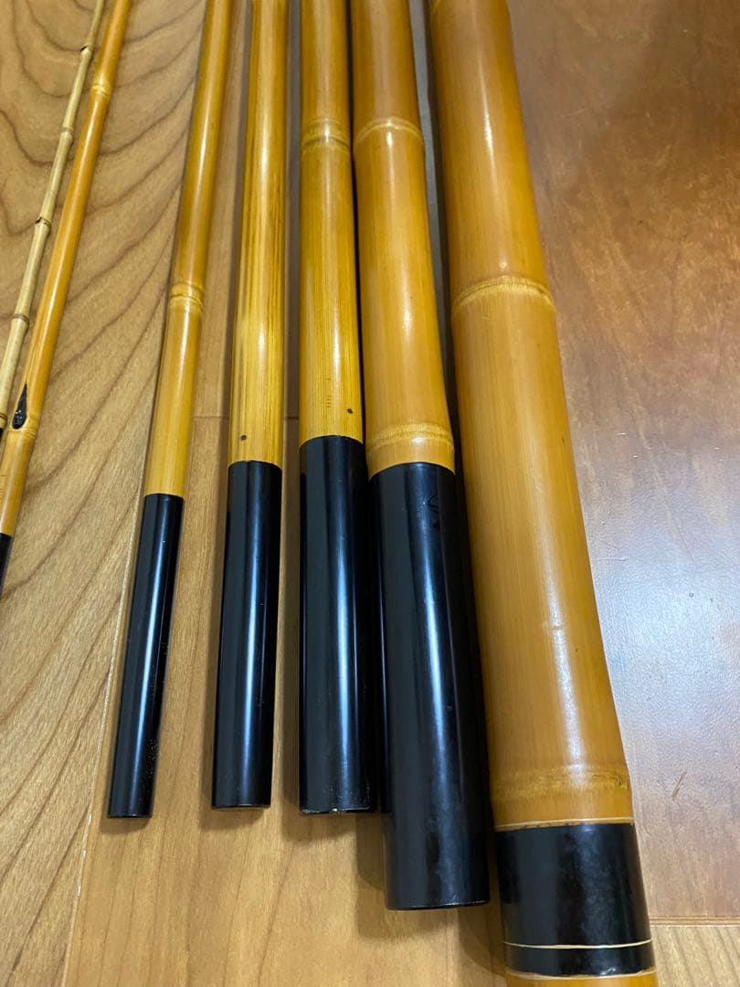 未使用　約750㎝　竹富　和竿　竹竿　7本継ぎ　　替え穂付　渓流　昭和　江戸