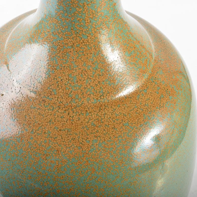 富山県　越中小杉焼　青磁　鶴首瓶　時代箱付　K　R5997B