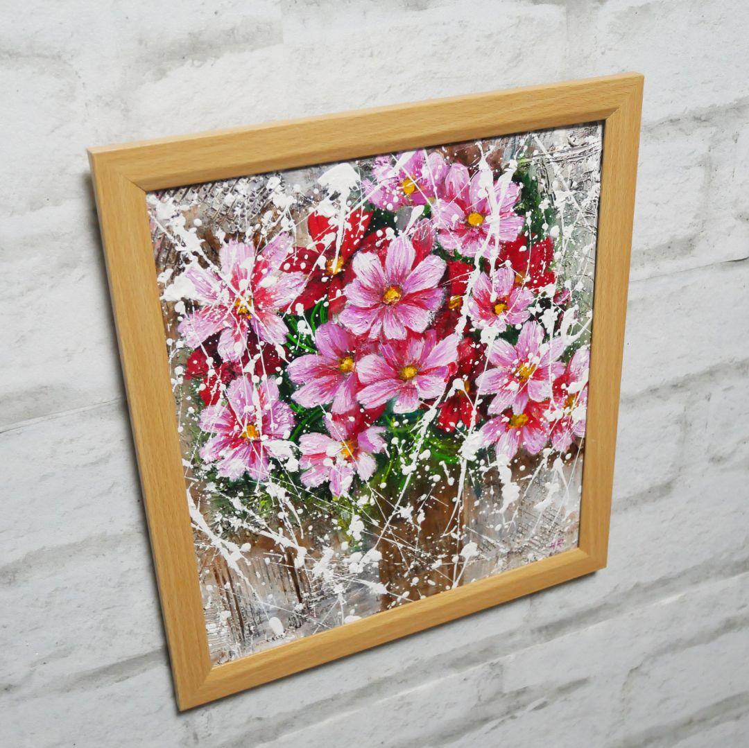 油絵 油彩 油彩画 絵 絵画【秋桜】