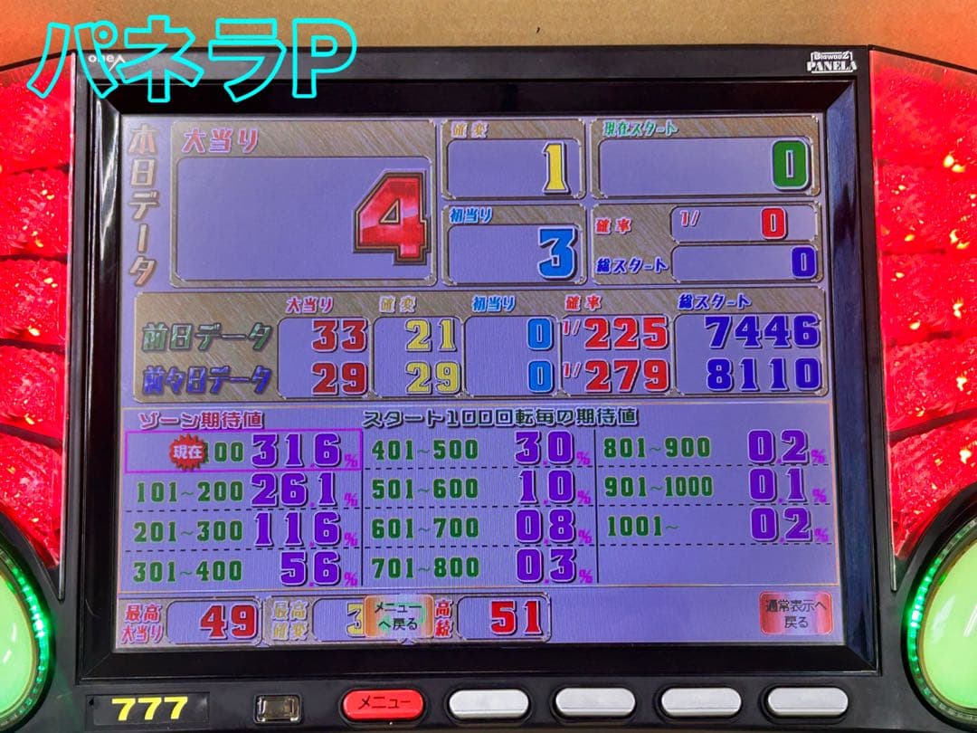 データカウンター・ビックウォーズパネラ・パチンコ用・家庭用電源加工済み・自立仕様