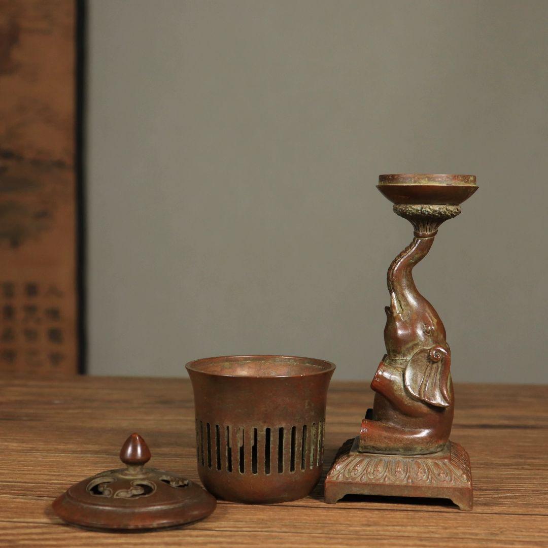 銅器 香炉 福象宮灯 薫香炉 室内檀香炉 盤香炉 蠟燭灯 香道具 工芸品 置物