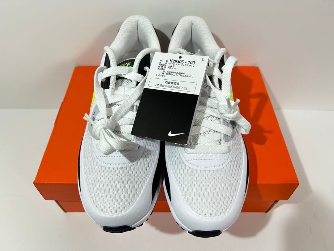 【新品】27cm NIKE エアマックス90ゴルフ ホワイト/ホットライム