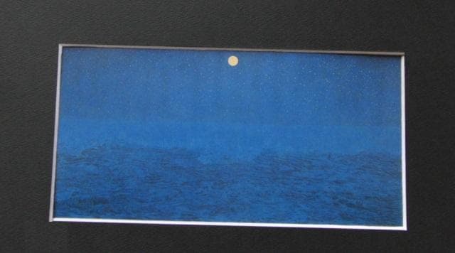 福王寺一彦、【星降る海に】、希少な額装用画集より、新品額装付