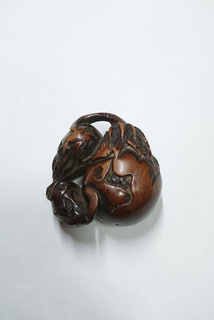 江戸 根付 傷み三茄子 木彫 木製 彫刻