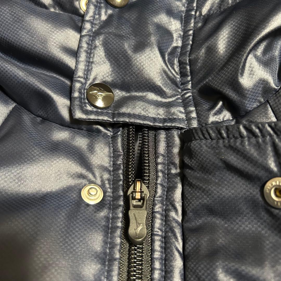 【美品】Mizuno ミズノ ダウンコートベンチコートメンズ 刺繍ロゴ ネイビー