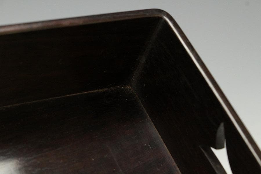 高級 本 紫檀 双魚透 煙草盆 本紫檀 重厚 共箱 旧家蔵出