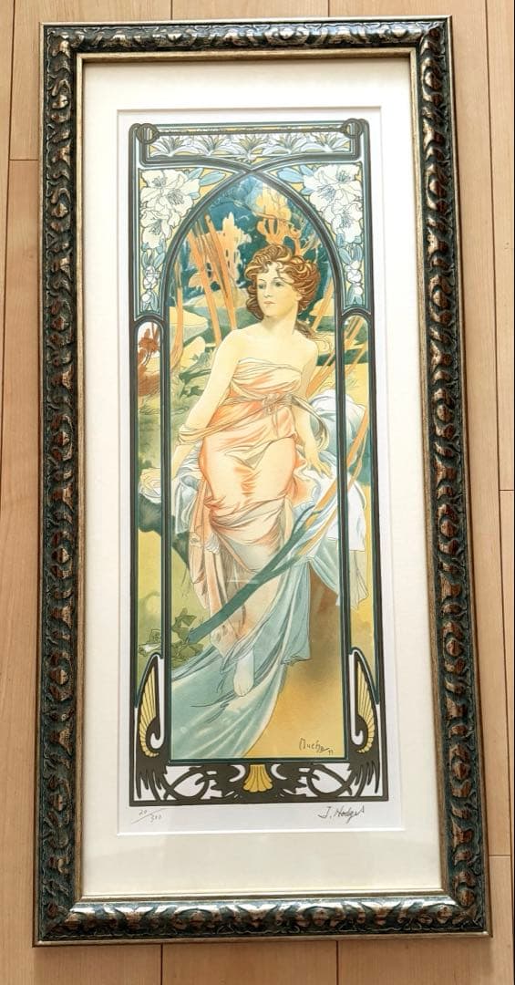 ミュシャ◾️リトグラフ◾️2点◾️朝の目覚め＆夕べの夢想◾️連作四つの時の流れ