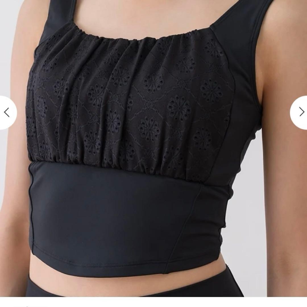 【SUKALA】フラワーレースブラトップ　ブラック　Lサイズ