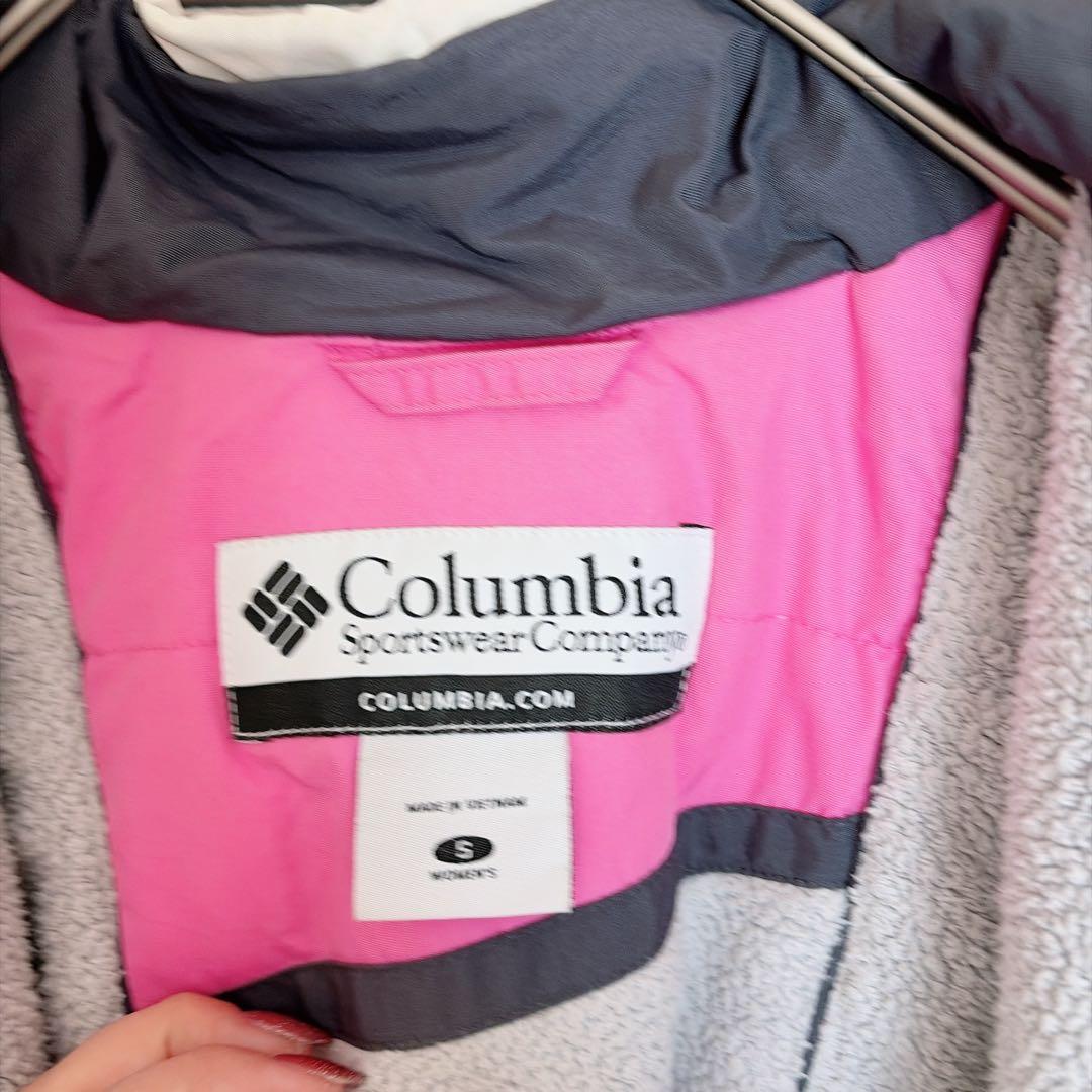 コロンビア スノーウェア S ピンク チェック 上下セットアップ オムニテック