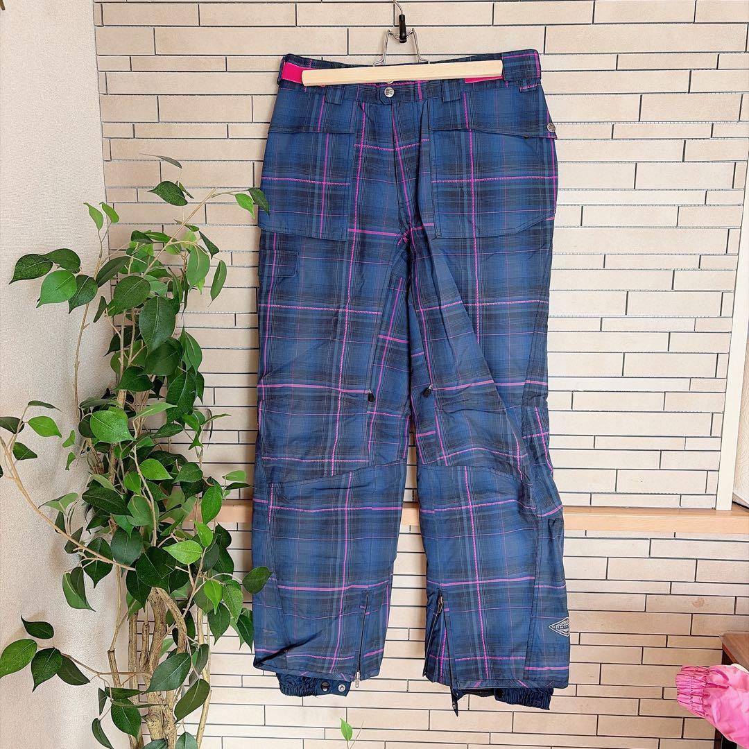 コロンビア スノーウェア S ピンク チェック 上下セットアップ オムニテック