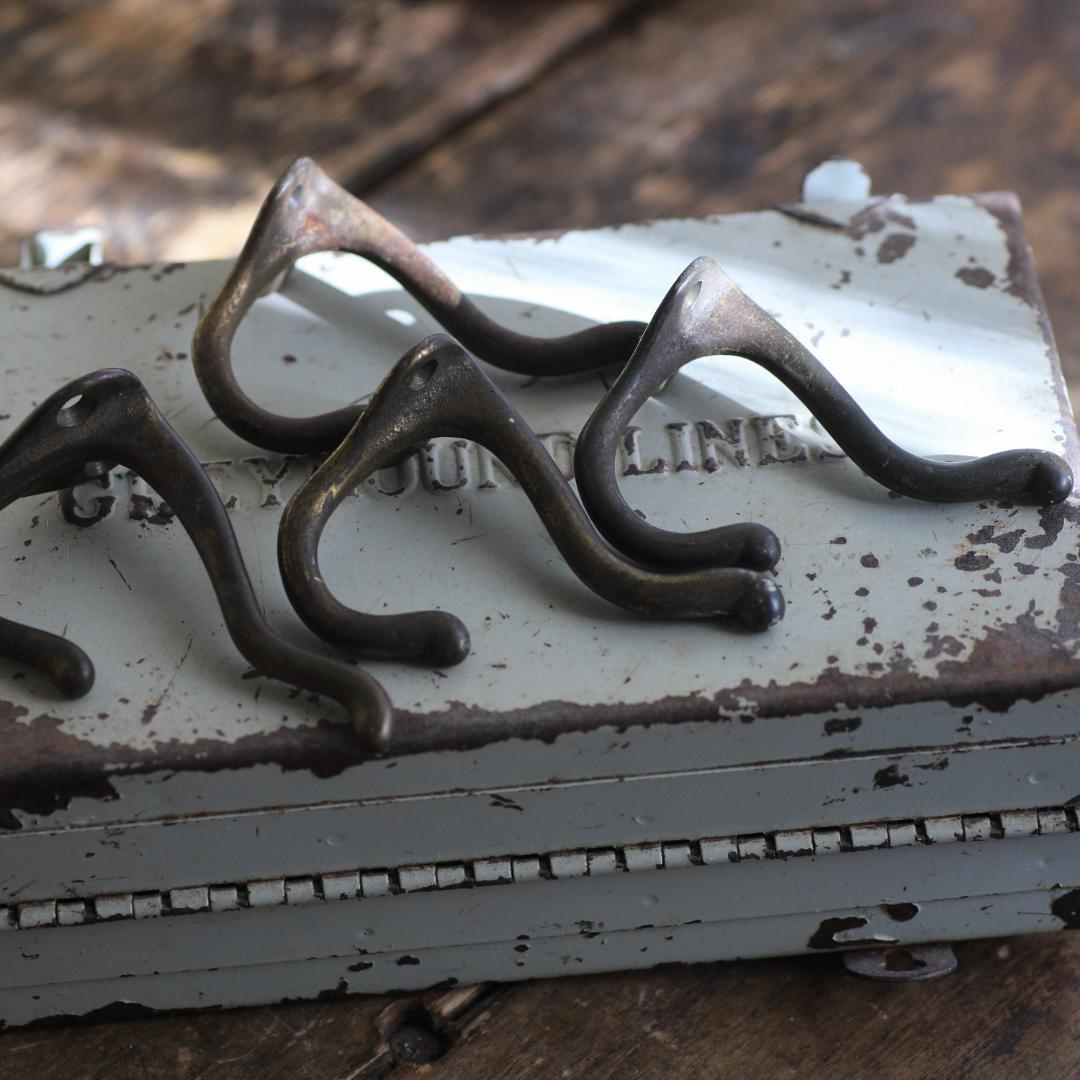 4つセット*フランスアンティーク　真鍮フック/ブロカントヴィンテージ