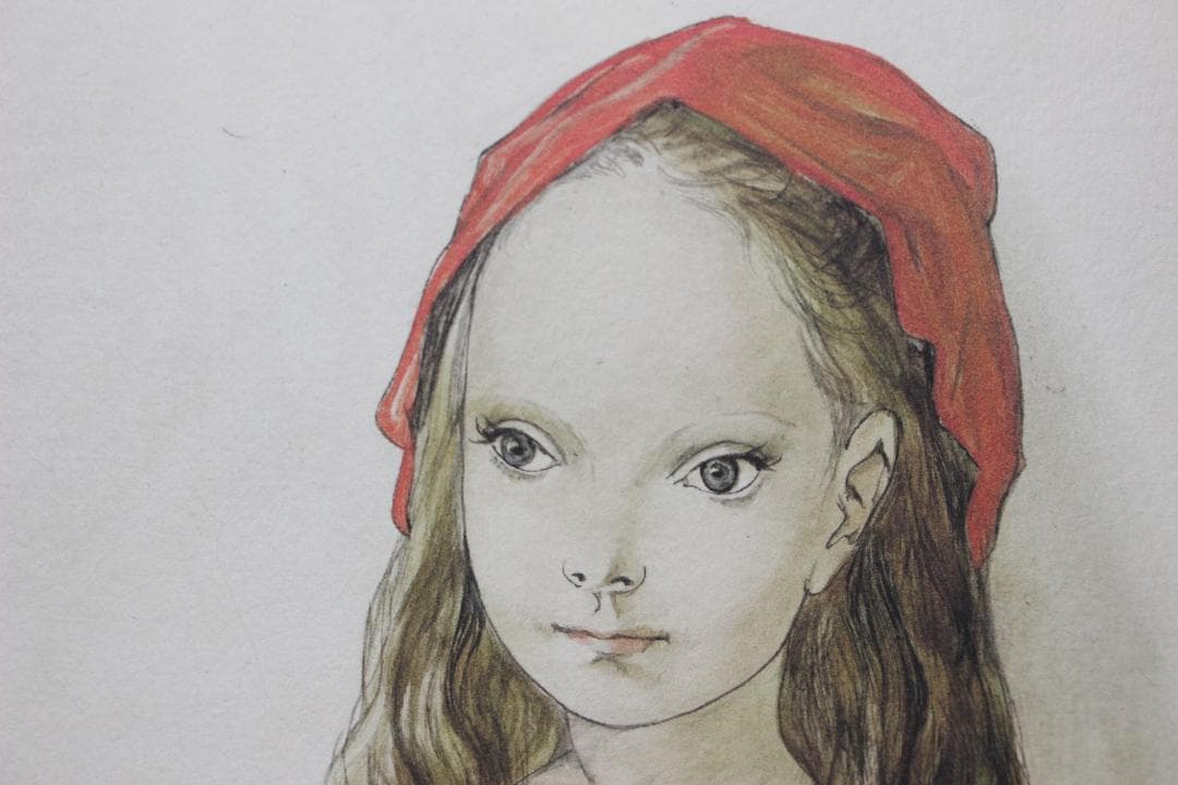 藤田嗣治 エスタンプリトグラフ「バラと少女」 6/75