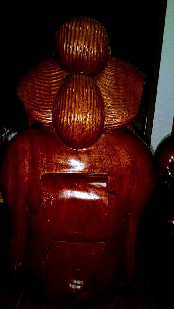 入手困難.巨大.木製.お福さんの置物.9.３kg