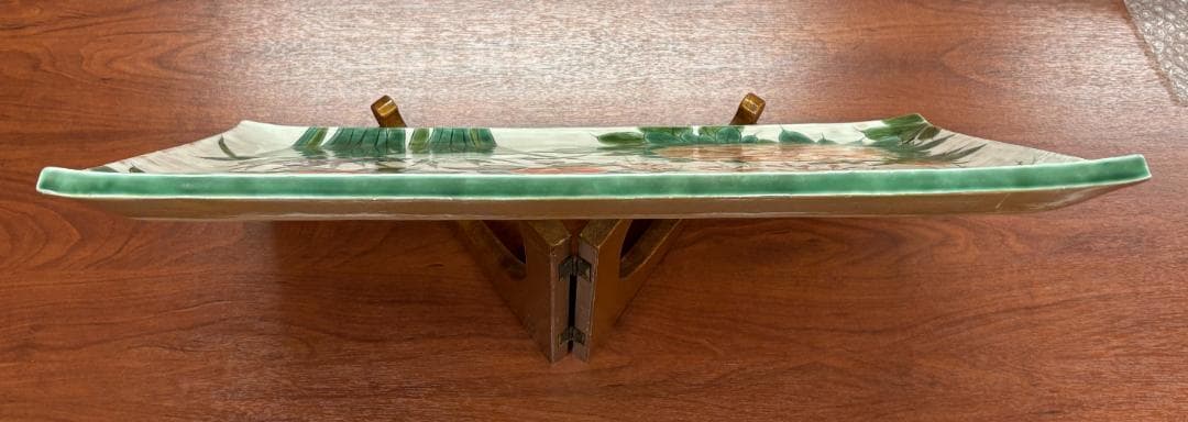 値下【一点物】京焼 清水焼 陶あん 色絵付け 飾り皿 約40cm×54cm 骨董