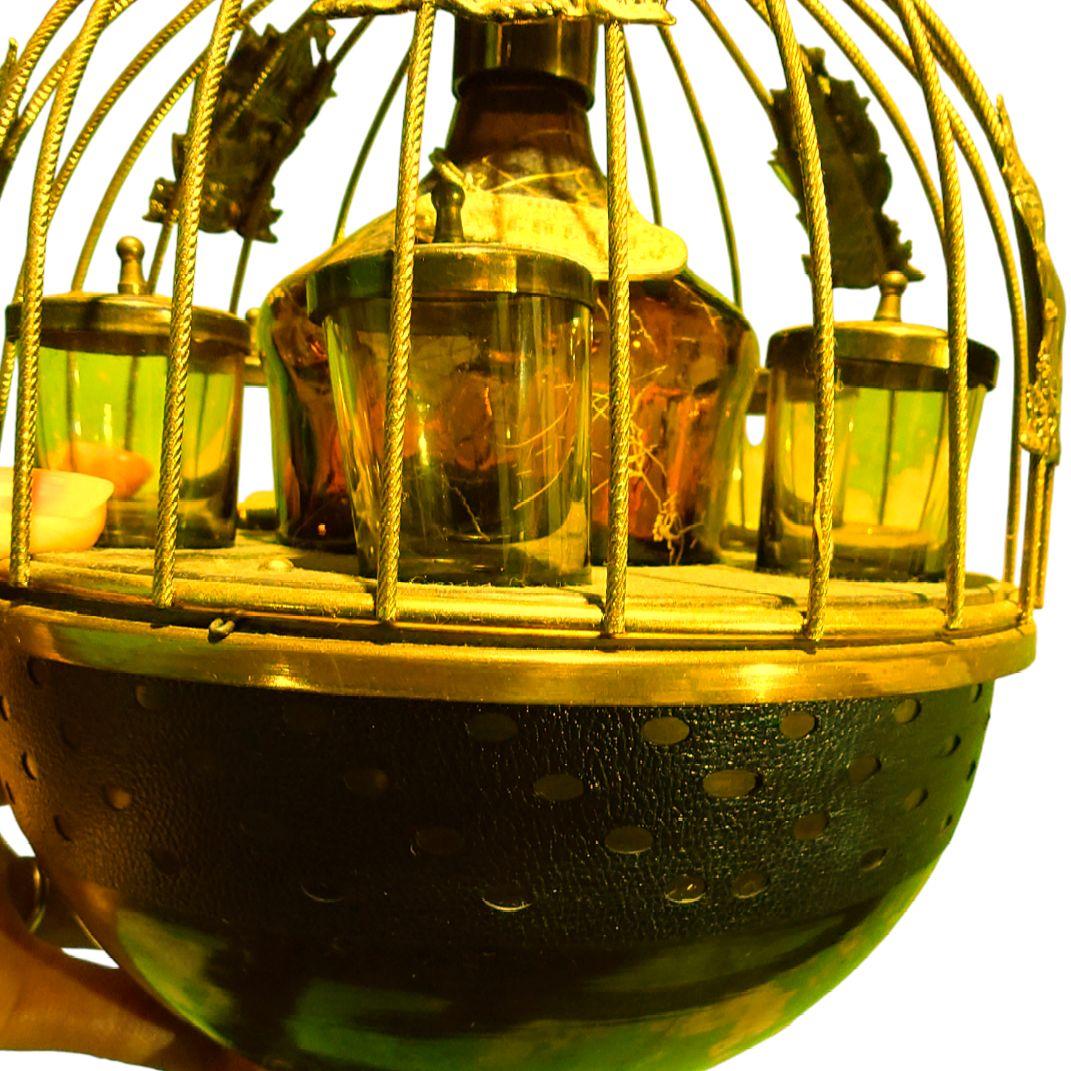 昭和レトロ 鳥かご型ウイスキー　ボトルスタンド　ショットグラス６Pホルダー