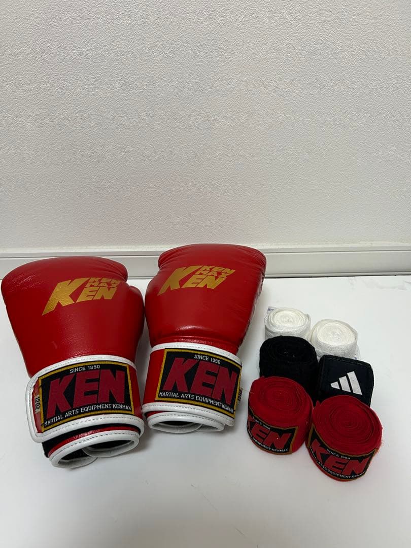 KENSPORTS ボクシンググローブ 12oz レッド バンテージセット