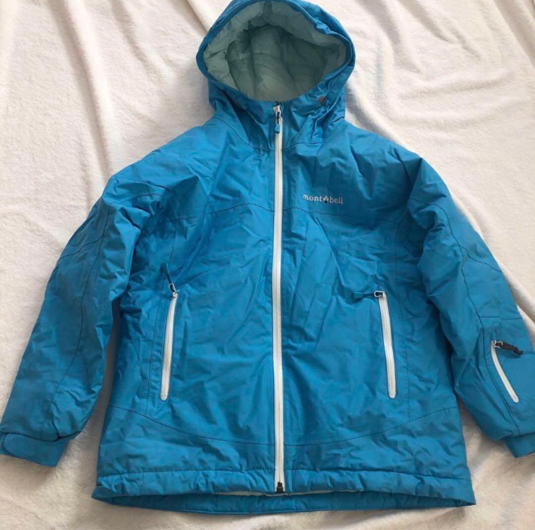 モンベル140パウダーステップパーカー女の子スキー男の子キッズ雪スノボー130