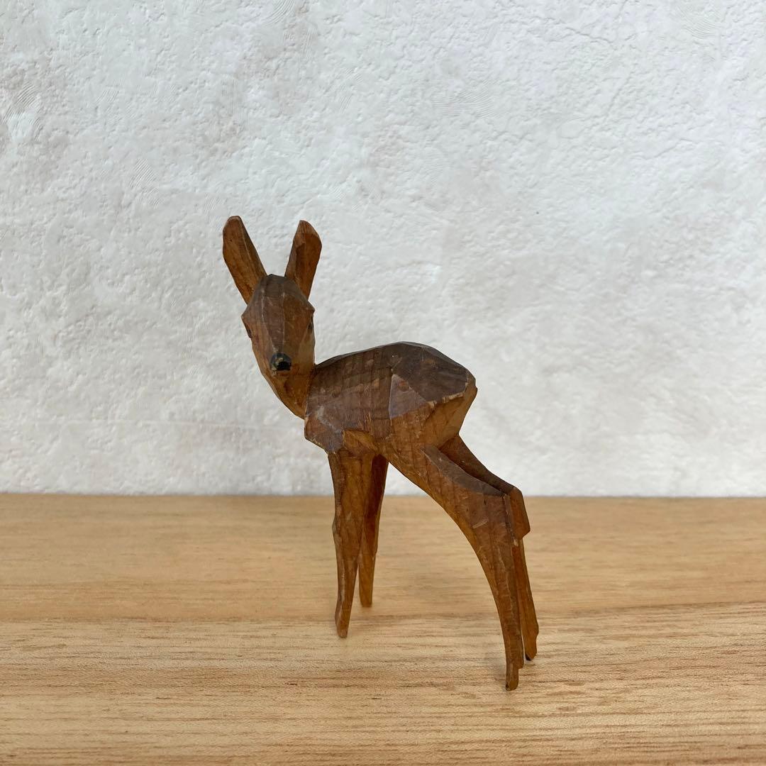 バンビ　木製　置物　人形　ドイツ　ヴィンテージ