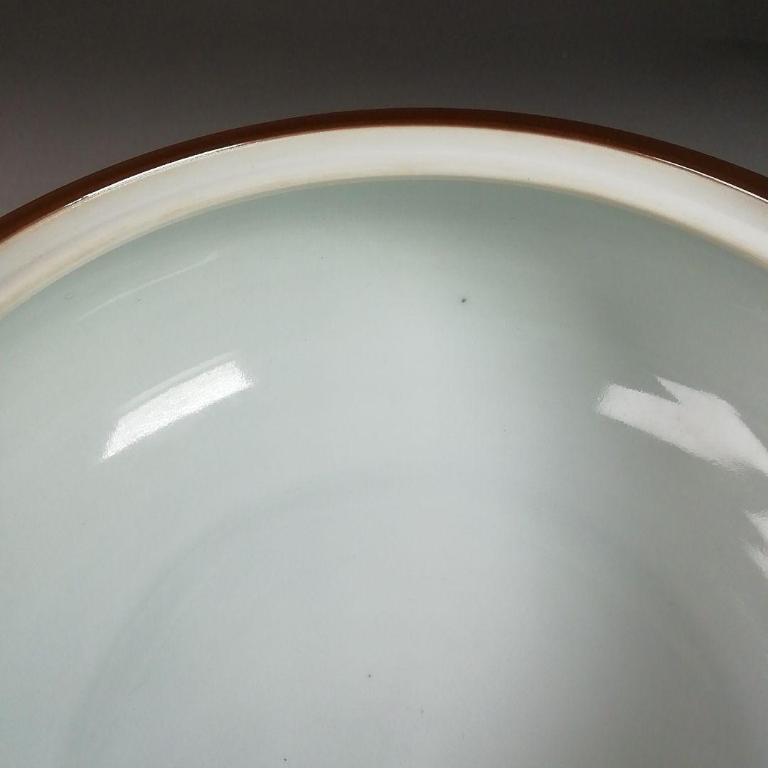 Ｗ１１６　水指　『染付　金襴手捻梅』『平安　景雲 造』『塗替蓋付』　共箱　茶道具